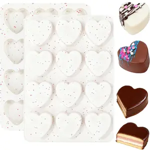 2 Inch Silicone Heart Muffin Pan,12-Cavity Silicone Molds Small Hearts Shape Cake Pan Valentines Chocolate Molds for Baking,Candy, Cake, Soap
