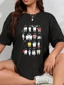 100% Cotton Unisex Funny Dental Designs Dentist Teeth Dental T-Shirt Graphic Printed Casual Round Neck T shirt