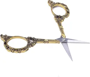 Pack of 2 Gold Vintage Plum Blossom Scissors and Classic Crane Design Sewing Scissors for Embroidery, Sewing, Craft, Art Work & Everyday Use