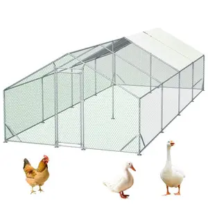 Bellemave Large Galvanized Metal Walk-in Chicken Coop, Poultry Hen Pen Cage with Waterproof Anti-Ultraviolet Cover for Outdoor Use (10' L x 26' W x 6.56' H) – Suitable for Rabbits, Ducks