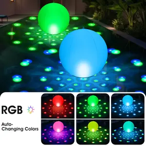 2026 Floating Pool Lights Solar Powered,15" Inflatable Waterproof Pool Led Glow Balls,Solar Pool Lights That Float,Color Changing Floating Light Up Ball for Pool Gifts for Pool Owner Outdoor Decor-1PC summervibes