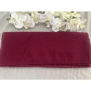 Pom Bubble Chiffon Hijab | Purplish Maroon