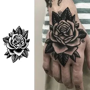 Premium Realistic Temporary Tattoo Sticker，2 Sheets Semi-Permanent Temporary Tattoos, Ink Rose, Adult Art Design,Lasts 1-2 Weeks, Waterproof, Realistic Look, No Adhesive Required, No Reflection,For Man And Woman,Ideal for Swimming, Party