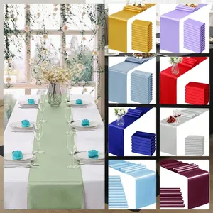 4/12pcs Satin Plain Color 11x 108 Inch Table Runner, Suitable For Wedding, Birthday Party, Banquet, Holiday, Graduation, Engagement Decoration (Multiple Colors Available)