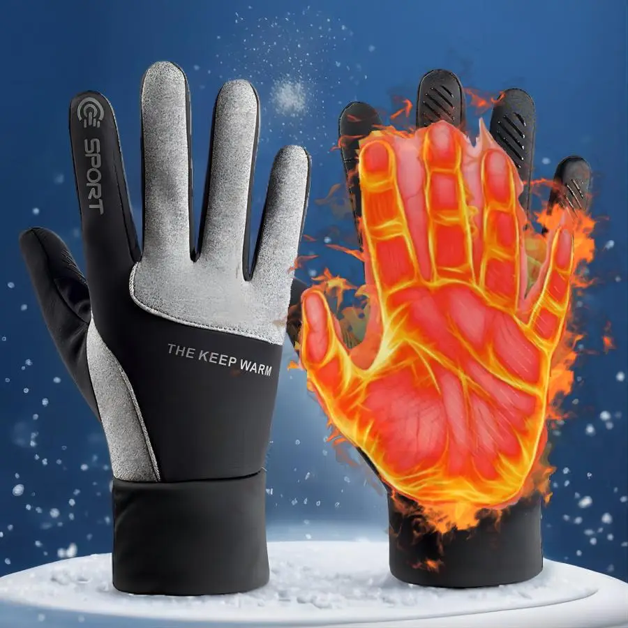 Winter Thermal Gloves / with Earmuff & Hat, Men & Women Touch Screen Water Resistant Windproof Anti Slip Heated Glove, Hands Warm for Hiking Driving R