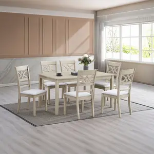 Acme DN02945-7PC 7 pc Ferris antique grey finish wood dining table set