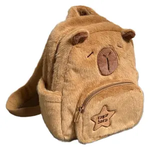 Capybara Cartoon Plush Backpack for Fashionable Girl - Cute Spacious Student School Bag, Perfect for Daily & Class