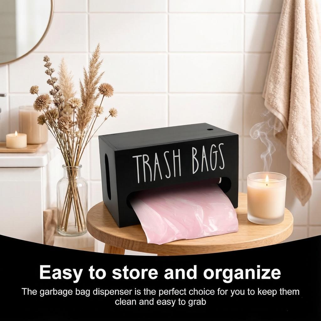 Large Capacity Trash Bag Organizer – Space Saving Garbage Bag Dispenser Box, Foldable Under Sink Storage, Clear Trash Bag Holder for Kitchen, Pantry, Apartment Must Have