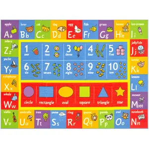 KC CUBS ABC Alphabet, Numbers and Shapes Educational Learning & Fun Game Play Non Slip Boy & Girl Kids Area Rug Carpet for Children Bedroom, Toddler Classroom, Daycare & Baby Playroom Floor Mat, Playtime Activity