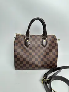 Pre-owned Louis Vuitton leather Crossbody Bags canvas speedy 25 damier adjustable strap