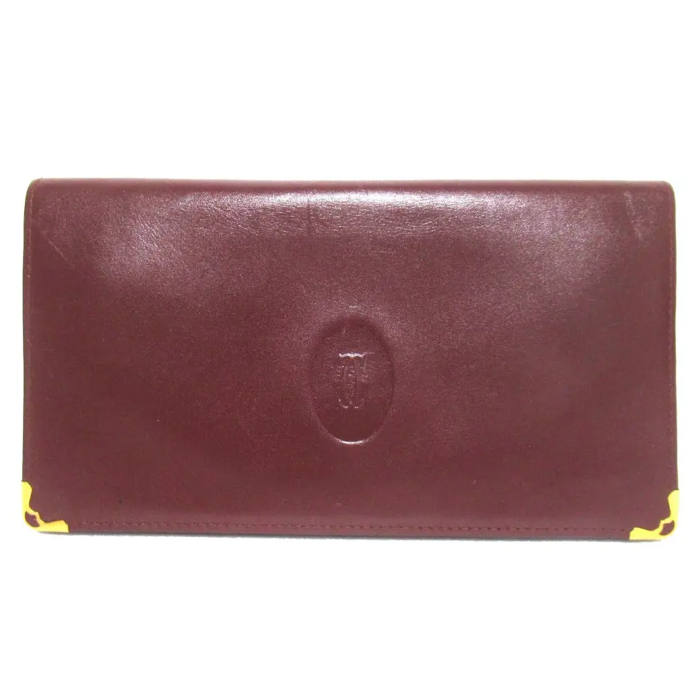 Pre-owned Cartier Calfskin Small Leather Goods Must Line Long Wallet