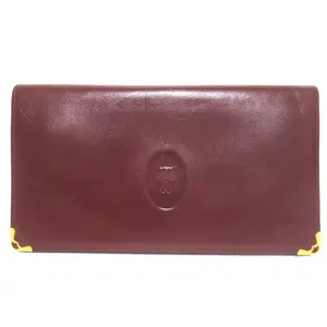 Pre-owned Cartier Calfskin Small Leather Goods Must Line Long Wallet
