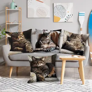 4pcs Simple Style Home Sofa Bed Headrest Cushion Covers, Clear Print Soft Fabric Pillowcases, Single-Sided Print, 45x45 Cm, No Filling
