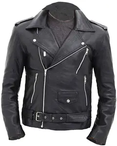 MotorCycleJackets Men's Black Motorcycle Real Leather Jacket