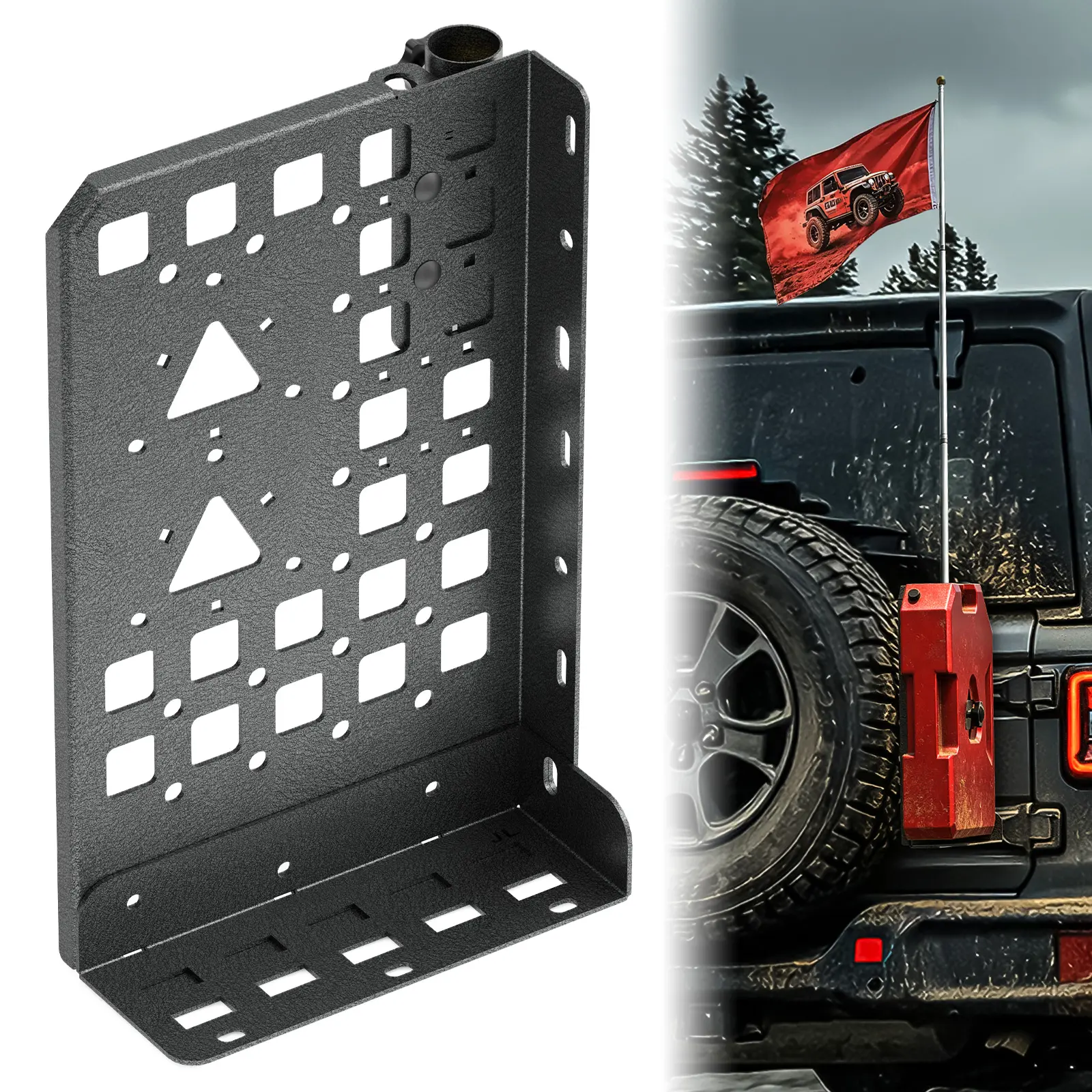 【EYOUHZ】1-Count Heavy-Duty Carbon Steel Tailgate Expansion Bracket, Compatible with 2018-2026 Jeep Wrangler JL, 220LBS Load Capacity, 12.13 LBS, 18.11"L x 11.42"W x 3.54"H, Screw-In Rear Rack Accessory