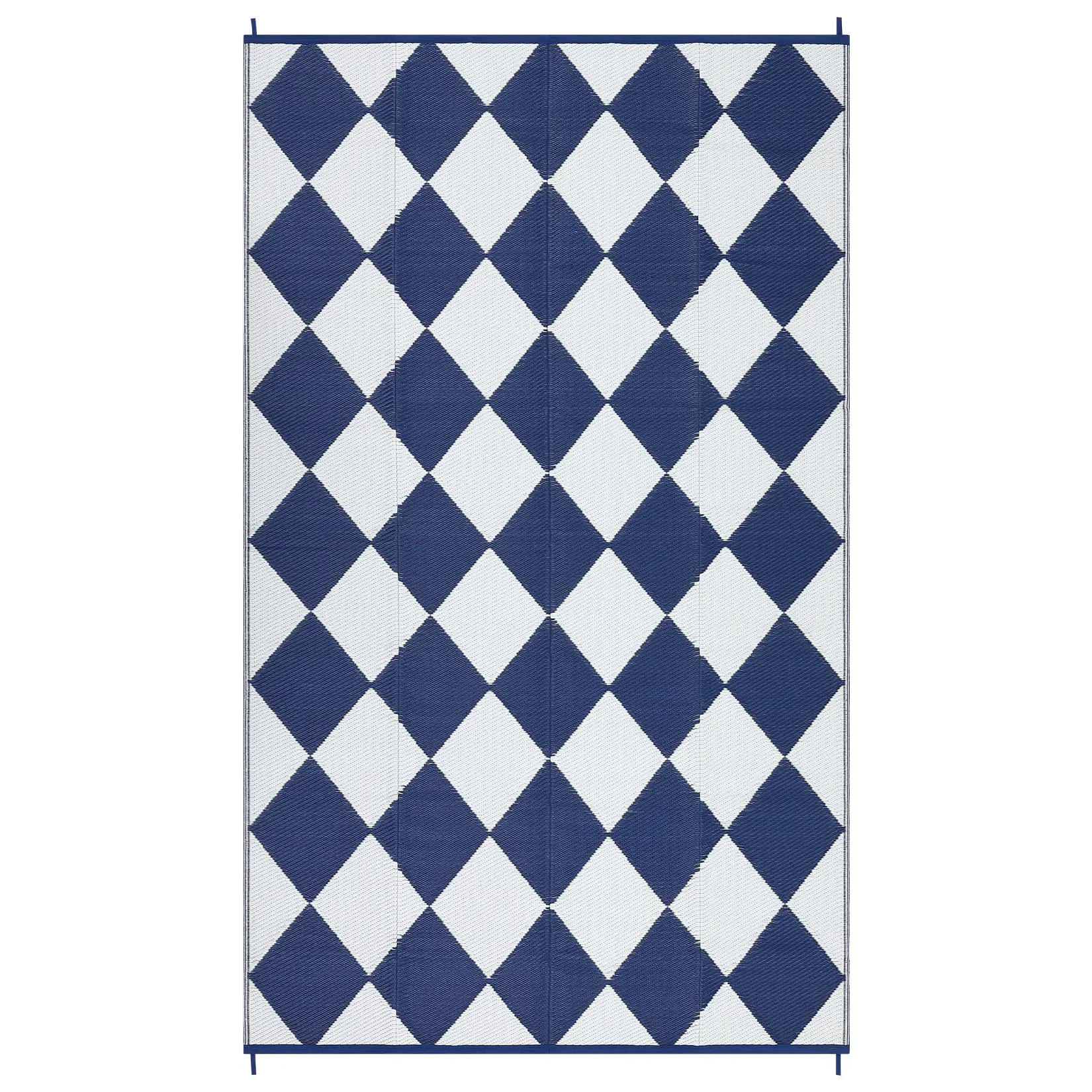 9 x 12 ft Rectangular Reversible Washable Plastic Outdoor Area Rug, Dark Blue White Geometric Print, Modern Design for Beach, Patio, Easy-Cleaning Furniture Accessory, Reversible Outdoor Rug, Washable Outdoor Rug