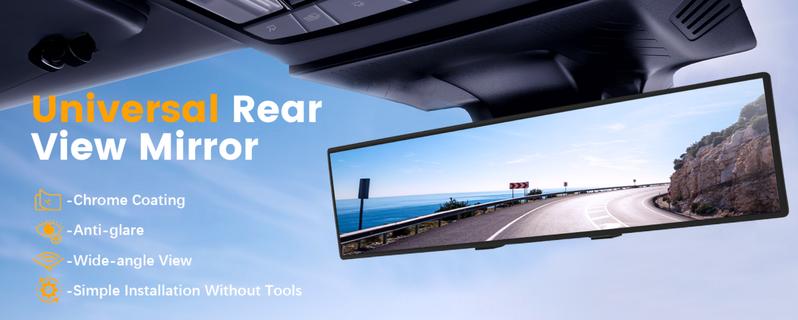 SINGARO Car Rear View Mirror  Anti-glare Panoramic Rear Mirrors Universal 11 Inch Convex Car Interior Clip on Extra Big Wide Angle Rearview Mirror Extender to Reduce Blind Spot for Car SUV Trucks