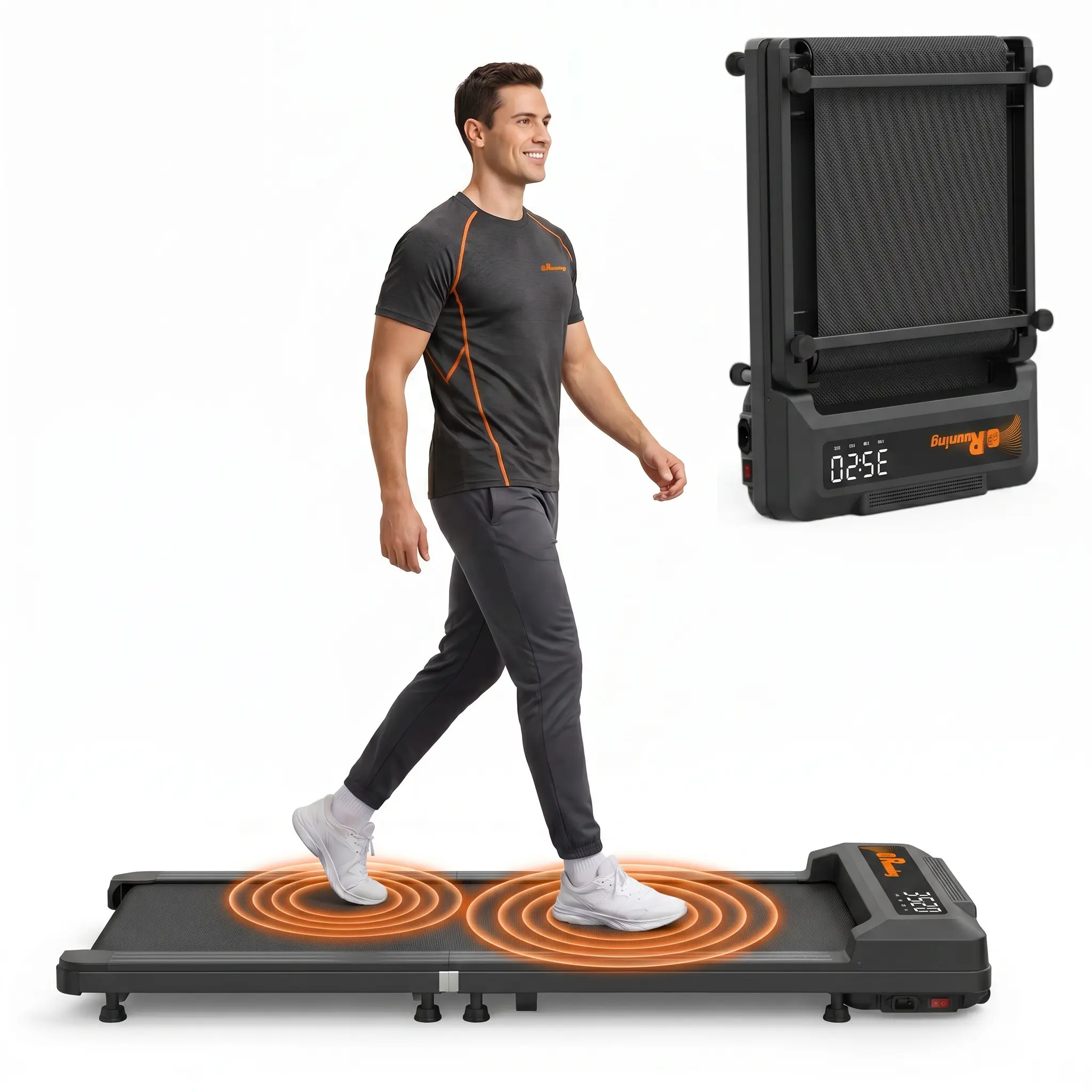 Ultra Thin 6.5" Foldable Under Desk Treadmill Walking Pad, Compact Portable Design Slides Under Bed Couch, 2.5HP Silent Brushless Motor <55dB Low Noise, Wide Anti-Static Shock Absorb Running Belt, 300LBS, Small Space Home Walking Exercise Equipment