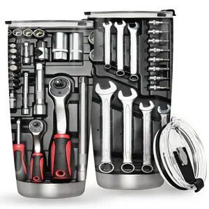 1 Count Mechanics Tumbler, Mechanic Tool Box Tumbler with Lid, Stainless Steel Insulated Coffee Travel Mug Cup, Gift for Daddy Father Papa, Drinkware