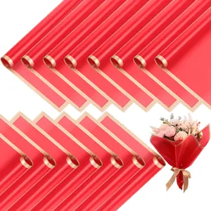 420 Sheets Flower Wrapping Papers:23"x23" Flower Bouquet Paper with  Edge Korean Style Bouquet Wrapping for Mother's Day Wedding Bridal Shower Floral Supplies(Red)