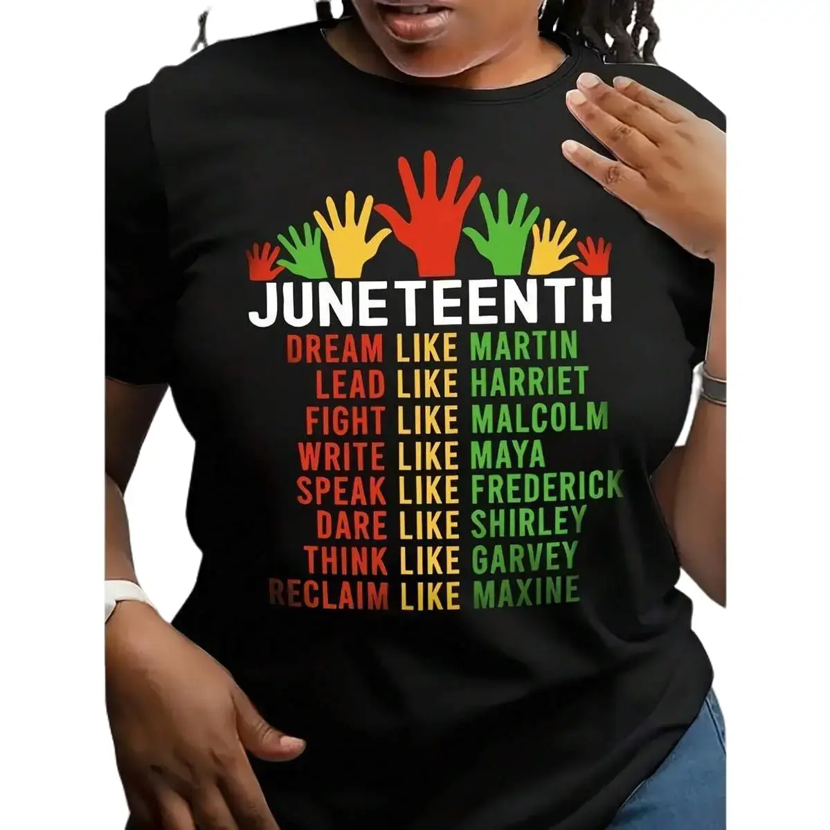 Unisex Juneteenth T-Shirt with Historical Figures Print, Casual Short-Sleeve Classic Fit Crew Neck Tee for Celebrations, Tshirt, Commemorative Gatherings