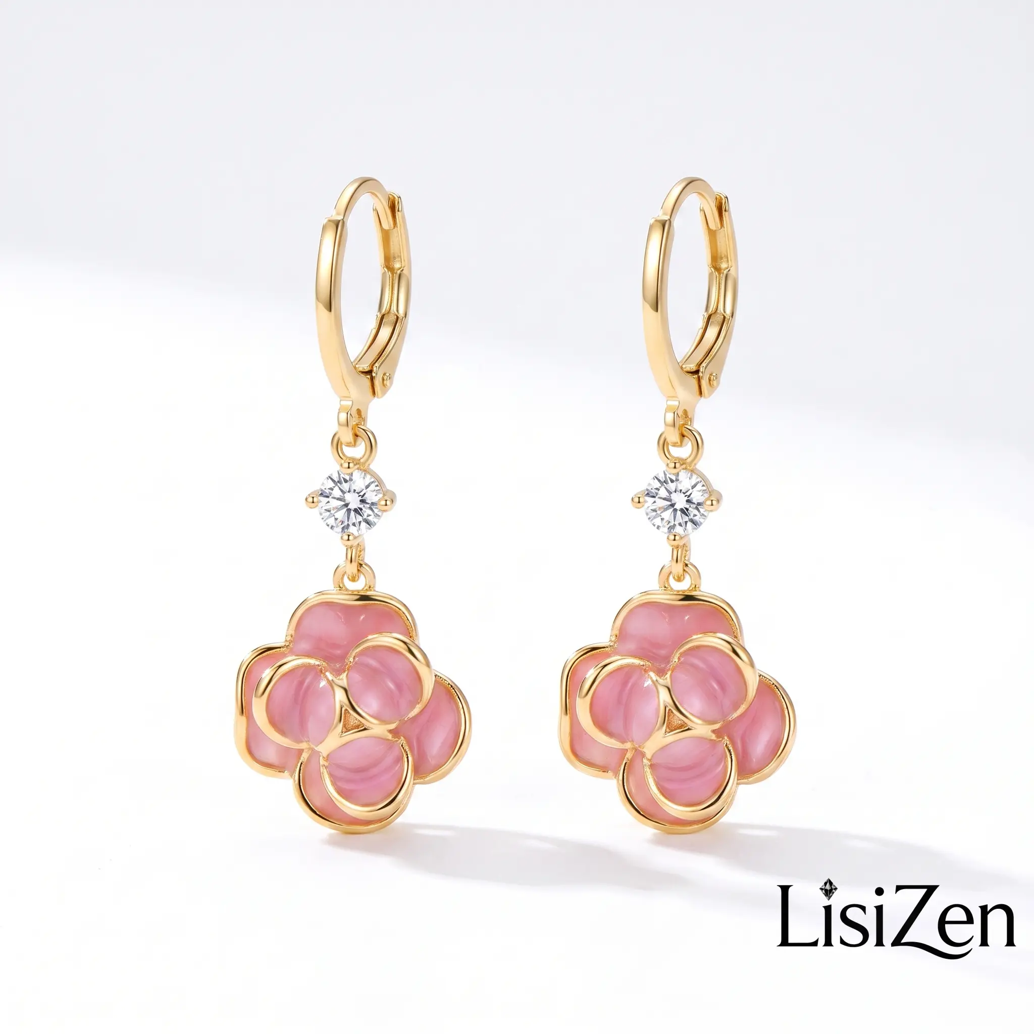 LisiZen 2026 Japan Korea Fashion Sweet Versatile Oil-Dripping Camellia Ear Cuffs Elegant Light Luxury Simple Fresh Tassel Earrings DZEH5892
