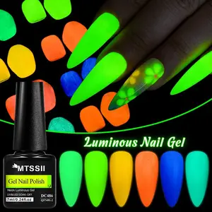 MTSSII 7ml Glow in Dark Fluorescent Gel Nail Polish, Neon Luminous Gel Vernis Bright Orange For Home Slaon Nail Art Varnish, Design DIY Manicure