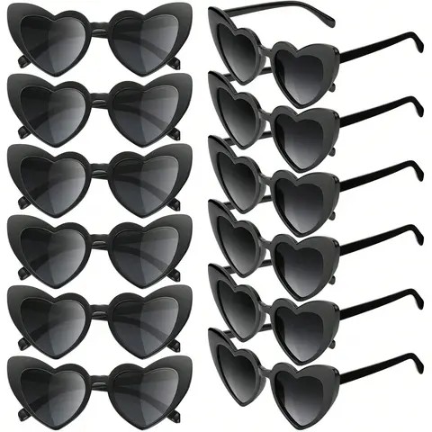 12pcs/40pcs Women's Retro Heart-Shaped Plastic Sunglasses, Perfect for Brides, Valentine's Day, Singles Party, Wedding, Birthday, Fashion Accessories