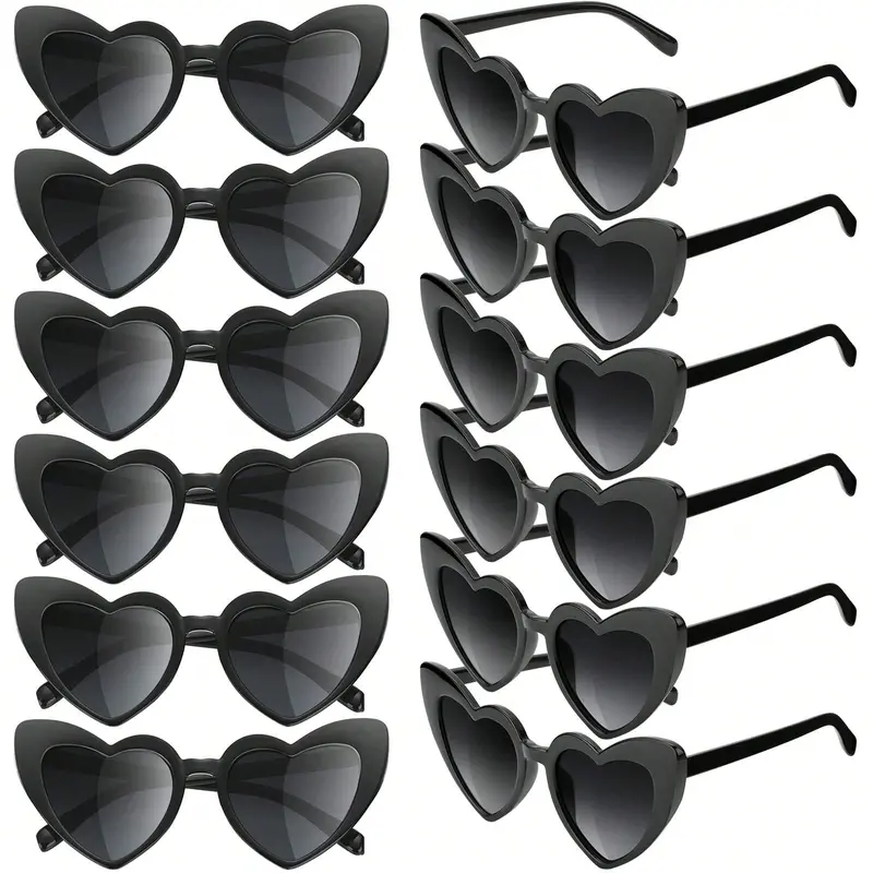 12pcs/40pcs Women's Retro Heart-Shaped Plastic Sunglasses, Perfect for Brides, Valentine's Day, Singles Party, Wedding, Birthday, Fashion Accessories