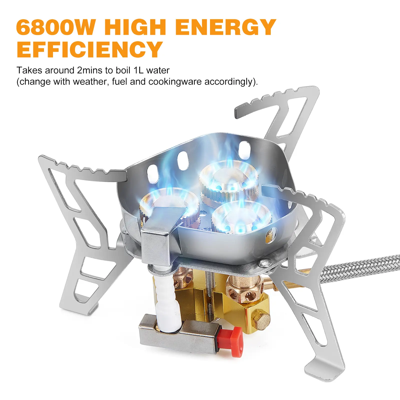 WADEO Portable Folding Camping Cooking Stove, 6800W High Energy, 2 Min to Boil 1L Water, Ideal for Outdoor Picnic, Hunting, and Camping