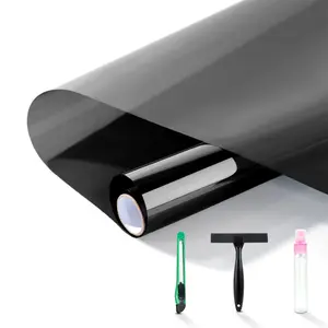 One-Way Window Privacy Film with Free Installation Tools, Premium PET Material,Heat Control 99% UV Blocking and Privacy Protection Window Tint for Home Office (Black 17.5"×78.7")