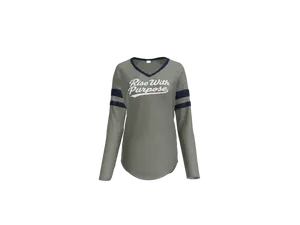 RUBY_RISE W PURPORSE WOMEN BASEBALL JERSEY TEE-4.5-ounce, 60/40 combed ring spun cotton/poly Embroidered Sportswear Top Embroidery Sportswear Fitness Top
