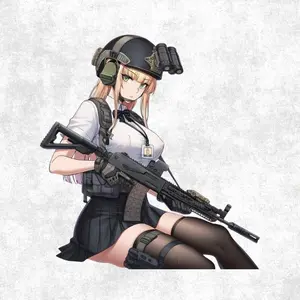 Marin Kitagawa Anime Sticker, Tactical Waifu Girl Decal, Military Style Manga Character Vinyl Sticker