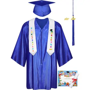 7 Pack Kindergarten Graduation Cap and Gown Tassel Stole with 2026, 2027 Charms Certificate for Preschool Kids