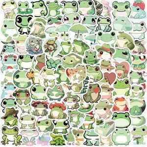100pcs Cartoon Frog Pattern Graffiti Sticker, Funny Stickers, Waterproof Self Adhesive Decal, DIY Creative Paster For Gifts Bottle Scrapbook Phone Case Guitar
