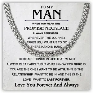 To My Man Necklace, Boyfriend Valentines Day Gift, Husband Necklace From Wife, Necklace For Boyfriend, Men Necklaces For Him, Gifts For Men, Birthday Gifts For Husband, To My Man Cuban Chain Necklace
