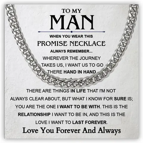 To My Man Necklace, Boyfriend Valentines Day Gift, Husband Necklace From Wife, Necklace For Boyfriend, Men Necklaces For Him, Gifts For Men, Birthday Gifts For Husband, To My Man Cuban Chain Necklace