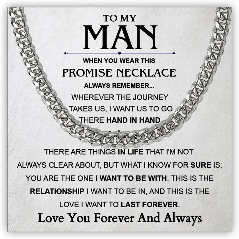 To My Man Necklace, Boyfriend Valentines Day Gift, Husband Necklace From Wife, Necklace For Boyfriend, Men Necklaces For Him, Gifts For Men, Birthday Gifts For Husband, To My Man Cuban Chain Necklace