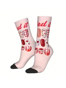 Nailed It Nail Print Unisex Winter Polo Socks Street Style Crazy Sock