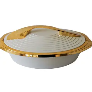 MiraRabel Luxury Modern White-Gold Food Warmer (Set of 3)
