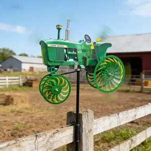 New Metal Iron Art Outdoor Garden Courtyard Rotating Tractor Motorcycle Windmill Decor, 2D Flat Assembly Required