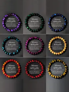 Fortune Stone Bracelet Set 9 Pieces, Lucky Charm Jewelry for Wealth and Success, Perfect Gift for Friends and Family