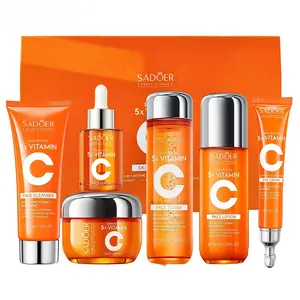 SADOER 5X Vitamin C Skincare Set 6-In-1 Kit for Moisturizing Brightening Anti-wrinkle Radiant Glow Daily Skincare Best Gift Hydrate Repair