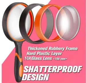 TIKA 10X Handheld Magnifying Glass with 75mm Shatterproof Lens for Reading, Hobbies, Science and Everyday Use