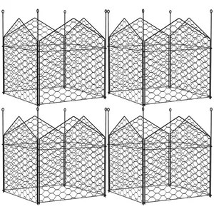 4-Pack 12"x14" Black Metal Garden Cloches, Plant Crop Cages for Animal Protection, Garden Supplies for Plant Care & Support