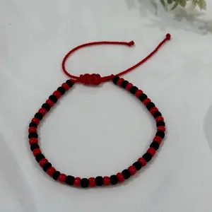 Unisex Elegua Inspired Adjustable Bracelet with Red and Black Beads