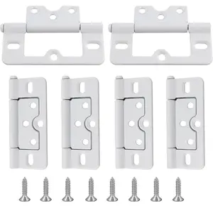 6 count 3 Inch Non-Mortise Hinge, White Bifold Door Hinges Butterfly Door Hinges Iron Cabinet Hinges Interior Door Hinges