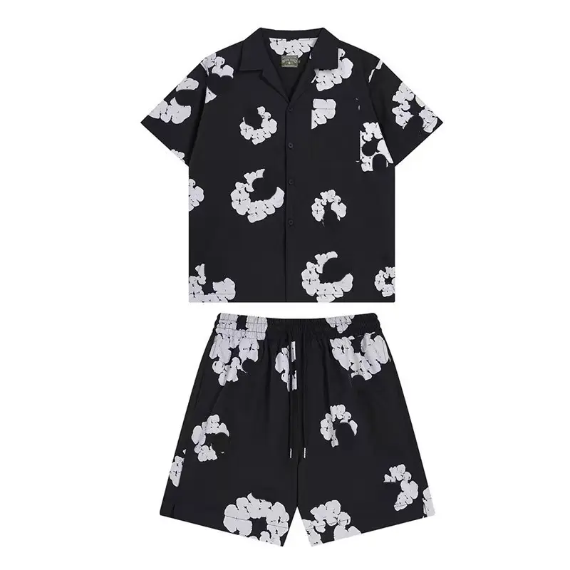 Shirt Set Black [White Wreath]