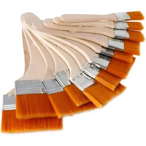 12-Piece Deluxe Paint Brush Set - High-Quality Bristle Hair Nylon Brushes with Ergonomic Gourd Handles for Artists, DIY Enthusiasts, Glazing, and Various Artistic Applications - Ideal for Watercolor, Acrylic, and Oil Painting - Home Improvement.