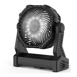 USB Rechargeable Camping Fan, Battery Operated Desk Fan, Personal  Outdoor Fan with LED Light & Hanging Hook for Camping Tent Travel Jobsite Fishing Hurricane Emergency Mobile